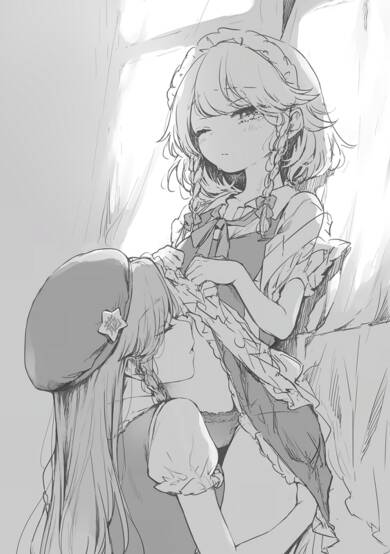 Touhou Project dj - Meiling x Sakuya Tummy Kisses